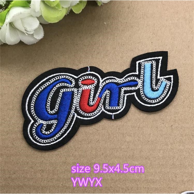 Miếng Dán Ủi Quần Áo Hình Chữ love girl / Số / Vương Miện Thêu Chữ Tiếng Anh diy Có Thể Ủi Được