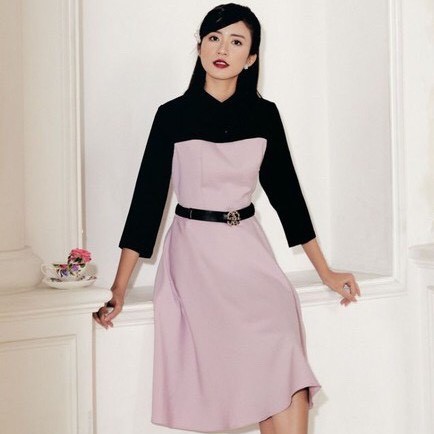 Đầm hồng phối đen Elise