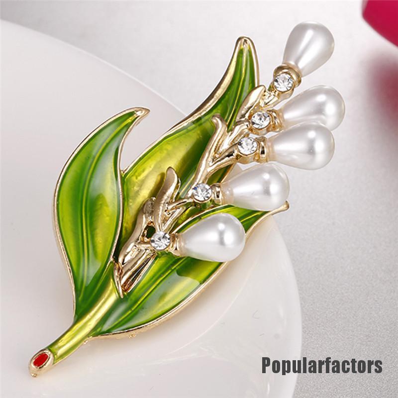 Ghim cài áo hình chiếc lá đính hạt ngọc trai nhân tạo thời trang