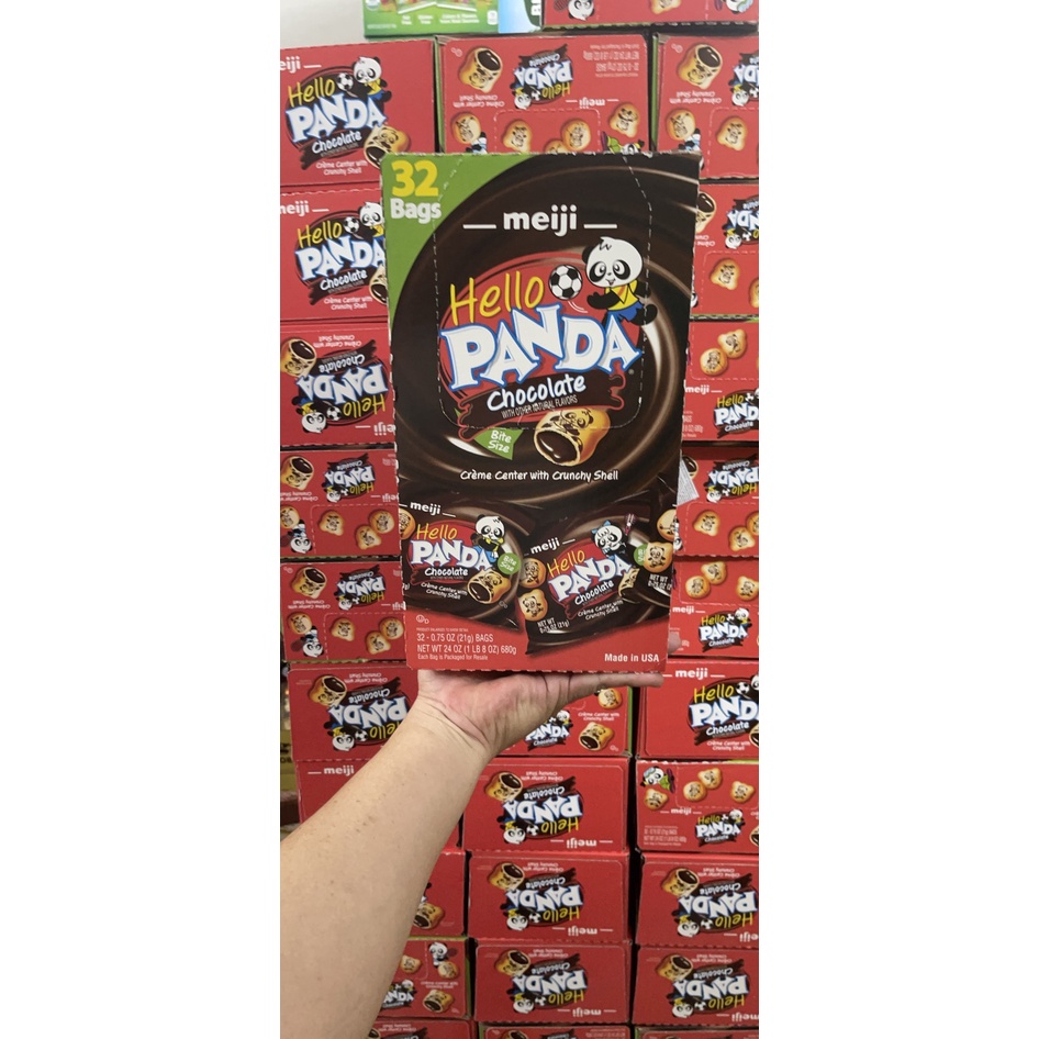BÁNH GẤU NHÂN KEM CHOCOLATE MEIJI HELLO PANDA MỸ