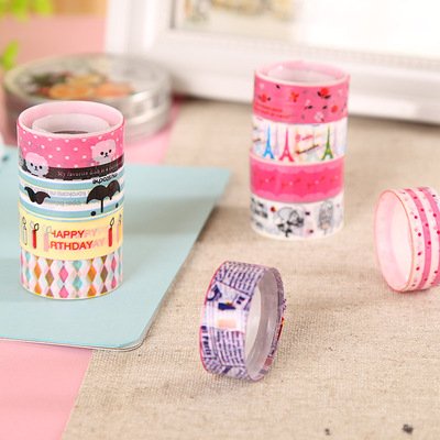 Băng dính hoạt hình trang trí sổ tay họa tiết style hàn quốc, băng dinh washi tape (1 cuộn)400