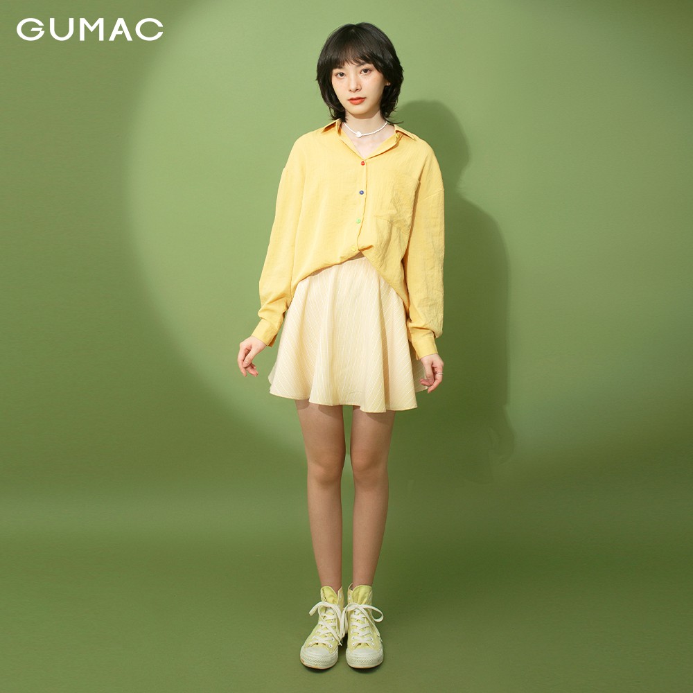 Áo sơ mi nữ phối nút nhiều màu GUMAC trơn đủ size, thiết kế basic năng động, trẻ trung AB192 | BigBuy360 - bigbuy360.vn