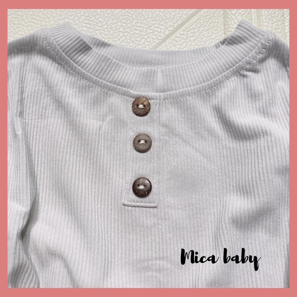 Bộ quần áo dài tay chất thun tăm co dãn cho bé trai bé gái  mặc thu đông Mica baby QA38