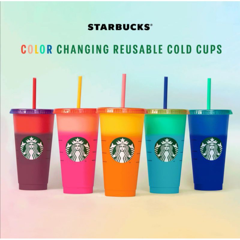 Ly Nước Starbuck Đổi Màu Kèm Ống Hút Dung Tích 710ml có thể tái sử dụng