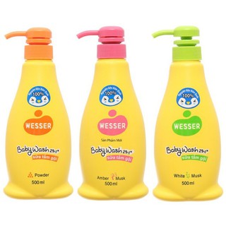 SỮA TẮM GỘI WESSER 500ML NHIỀU HƯƠNG (không cay mắt, dùng cho sơ sinh)