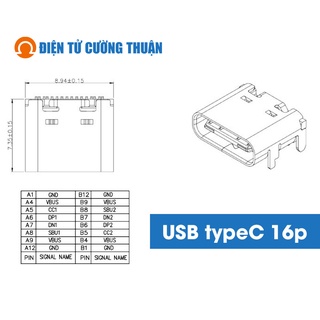 Cổng cắm USB type C 16P SMD