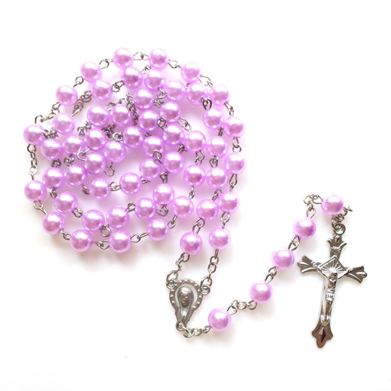 Aoto Vòng cổ Mặt Thánh Giá Màu Tím Nhân Tạo