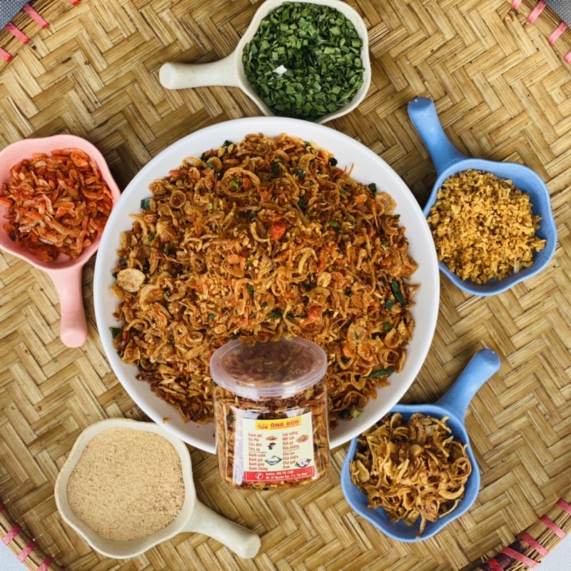 Muối Tôm Hành Phi ÔNG BỐN - Tặng Kèm 50g Bánh Tráng Phơi Sương(hũ 120ml)