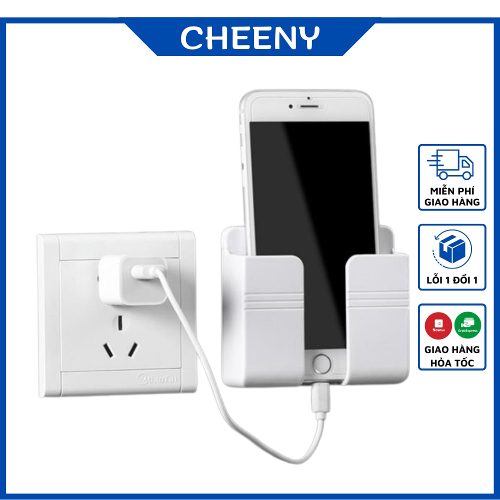 Giá Treo Sạc  Điện Thoại Dán Tường, Giá Để Điều Khiển Remote  Nhựa ABS Cao Cấp