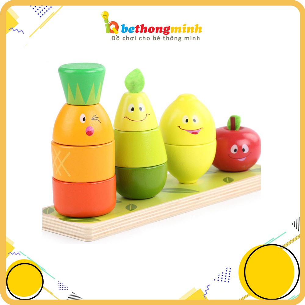 Đồ Chơi Gỗ Xếp Hình Tháp Trái Cây Vào Cọc Bằng Gỗ Cao Cấp Thương Hiệu KaBi