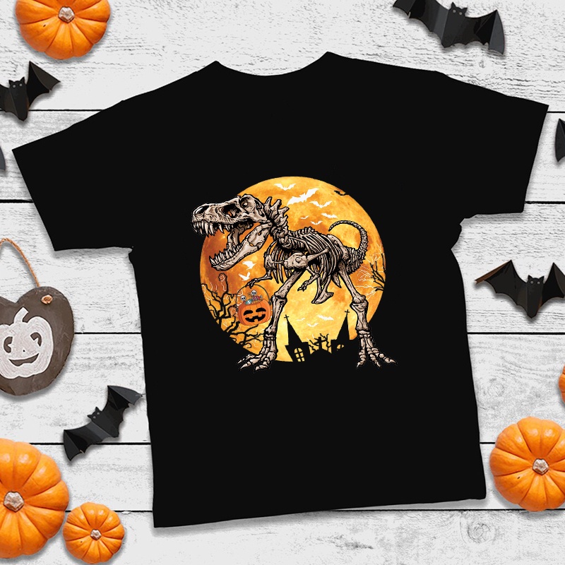 Áo Thun Tay Ngắn Họa Tiết halloween Khủng Long Ngộ Nghĩnh Cho Bé