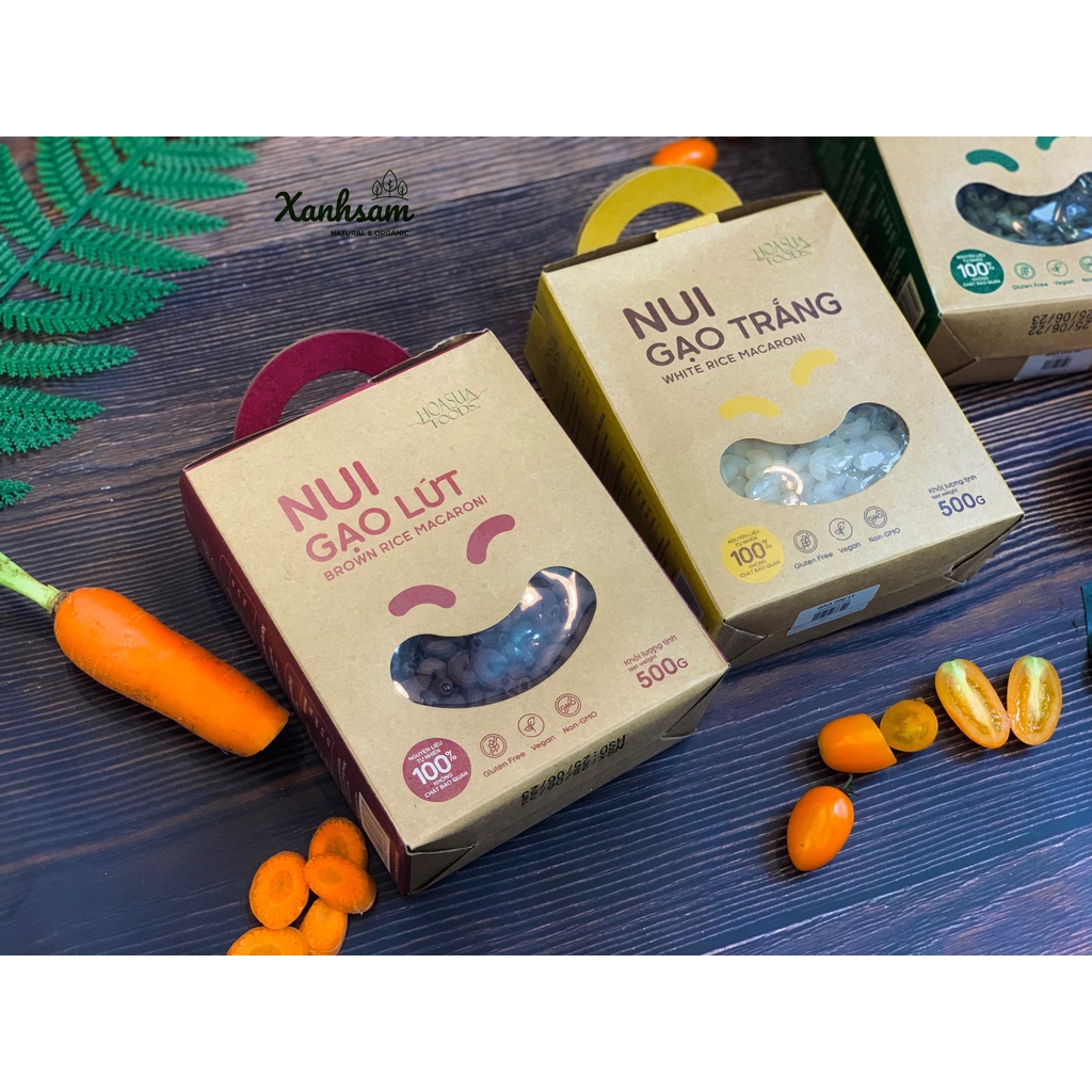 Nui Gạo TRẮNG, Gạo LỨT, RAU CHÙM NGÂY 500gr Hoa Sữa Food- Xanhsam Organic