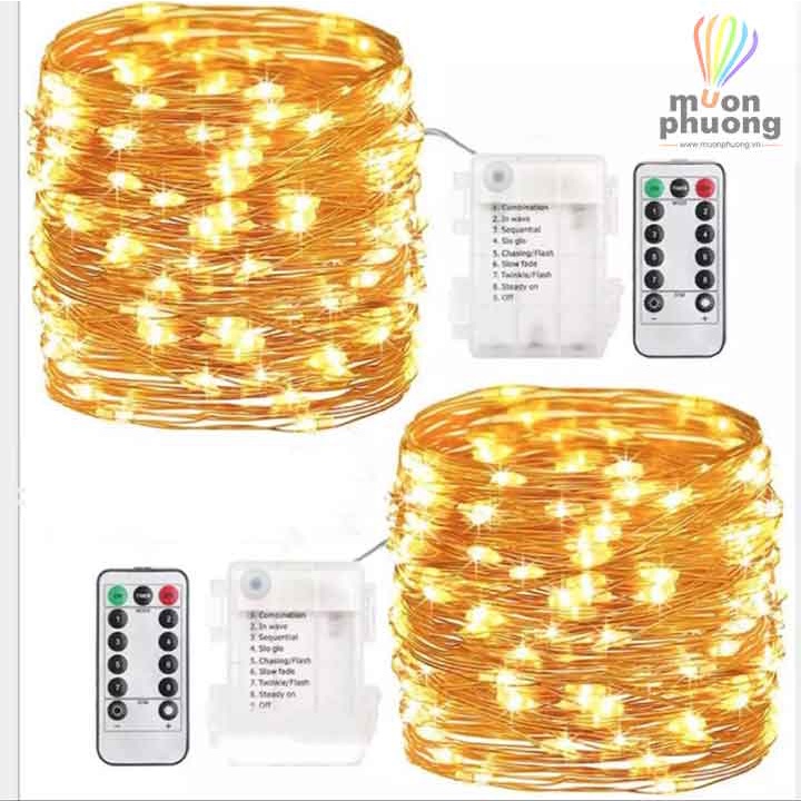 10m dây led đom đóm sử dụng nguồn điện 3 pin 2A, điều khiển bằng remote có nhiều màu sắc cá tính - MUÔN PHƯƠNG SHOP