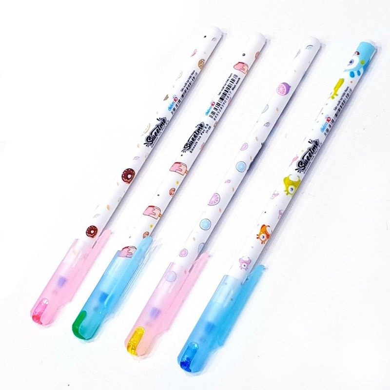 Bút viết mực, bút đùn in hình họa tiết dễ thương ngòi 0.6 mm