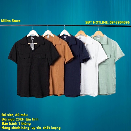 Áo Sơ Mi Đũi Nam Ngắn Tay Phong Cách Đơn Giản Màu Đơn Sắc - AD6