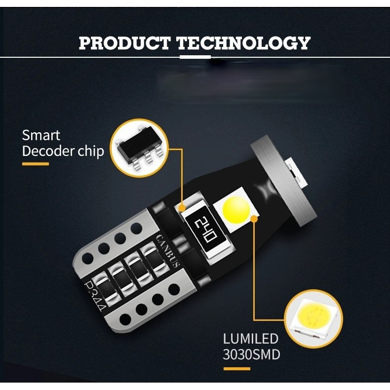 Đèn Led T10 12v 3030 Chip 8 Màu Cho Xe Hơi