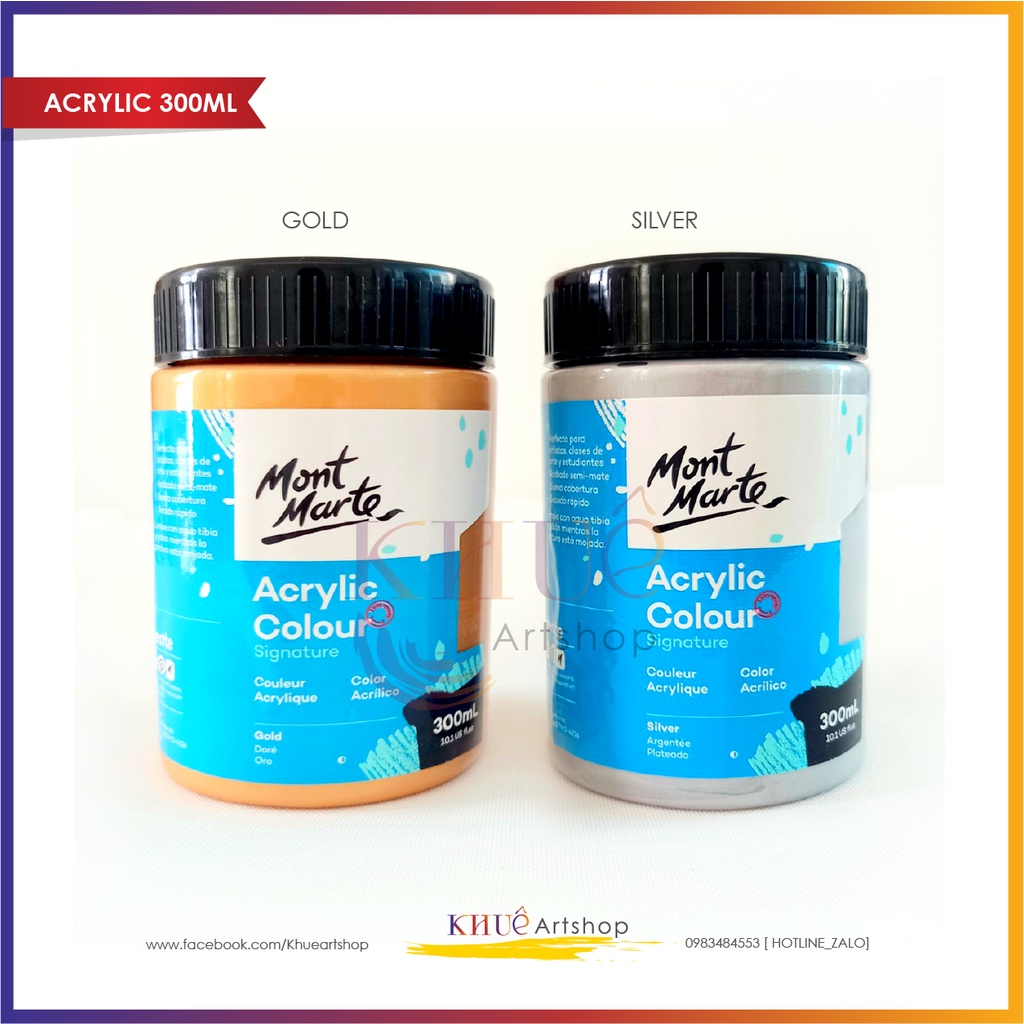 Màu Acrylic signature 300ml/ Gold/ Silver/ Mont Marte chính hãng/ nhũ vàng, nhũ bạc