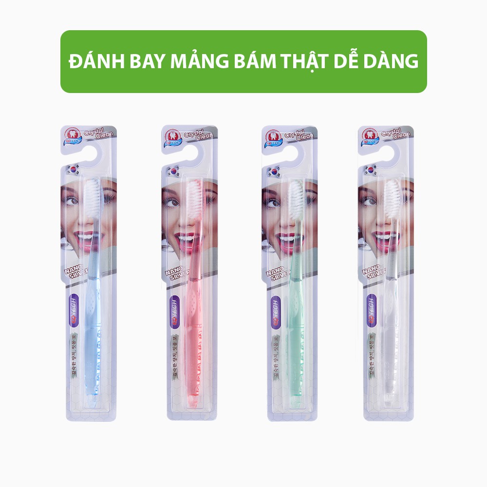 Bàn chải đánh răng EQ Tech CRYSTAL CLEAN bàn chải lông mềm công nghệ Hàn Quốc diệt khuẩn khử mùi hôi cán nhựa cao cấp