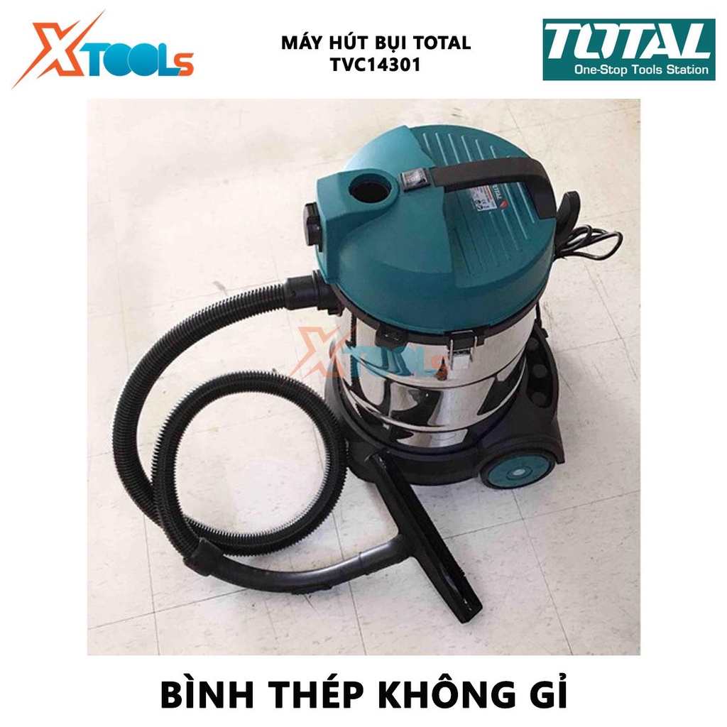 Máy hút bụi 30 lít TOTAL TVC14301 | máy hút bụi cầm tay công suất đầu vào 1400W lượng khí thổi 1.9CBM/Min áp lực hút 16-