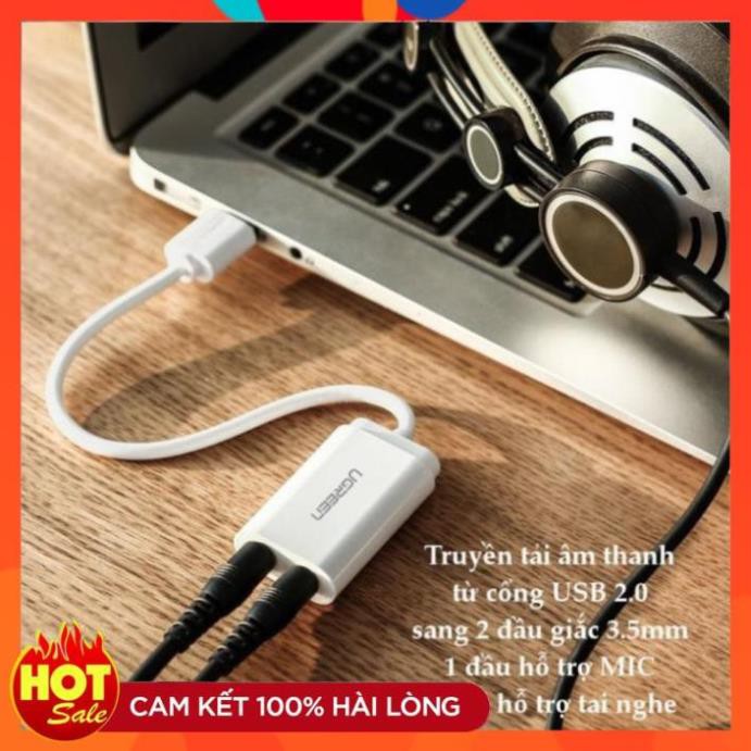 [Chính Hãng] Cáp chuyển USB ra Sound UGREEN 30143 (jack 3.5mm Headphone và Microphone) cao cấp chính hãng BH 18 tháng