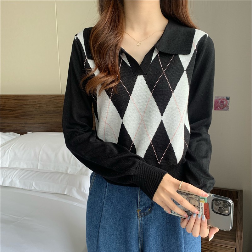 NZN Áo Len Dệt Kim Dài Tay Cổ Polo Phong Cách Hàn Quốc Thời Trang Mùa Thu