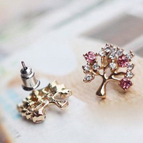 Khuyên tai hình cây đính đá và ngọc trai giả xinh xắn dành cho nữ