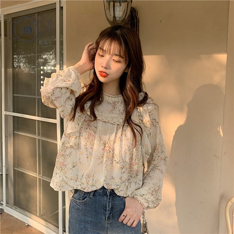 Áo Sơ Mi Dài Tay In Họa Tiết Hoa Xinh Xắn Dành Cho Nữ | BigBuy360 - bigbuy360.vn