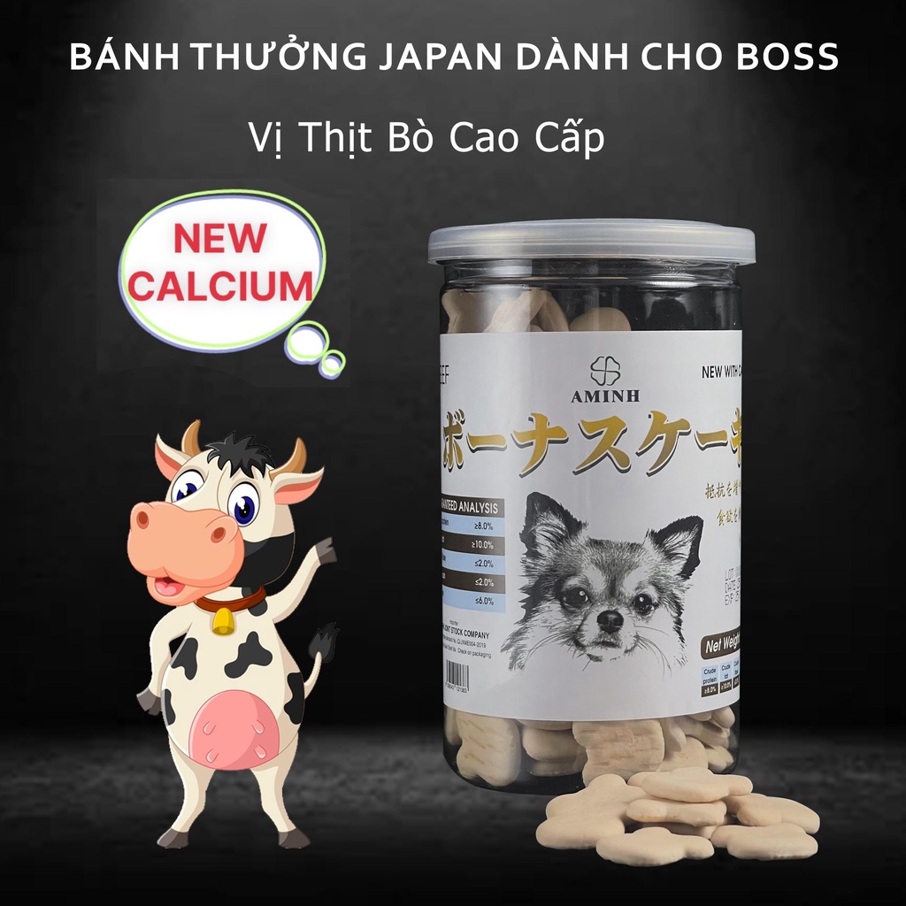 [AMINH] Bánh Thưởng Japan dành cho thú cưng 250gram Vị bò và sữa dê Bổ sung canxi Tốt cho hệ tiêu hóa