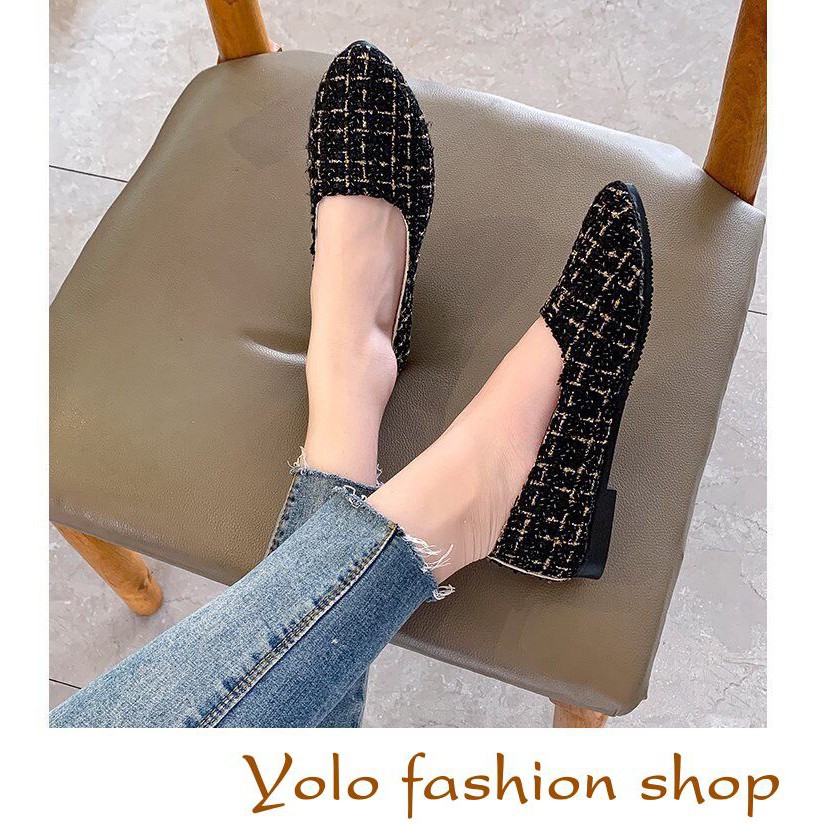 Giày bệt búp bê nữ vải dạ xinh xắn Hàng Quảng Châu cao cấp-CC12 | BigBuy360 - bigbuy360.vn