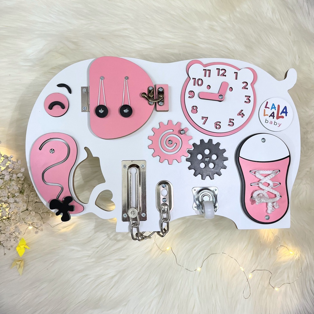 Bảng bận rộn - Busy board rèn luyện vận động tinh anh hình con vật đáng yêu thương hiệu Lalala baby .
