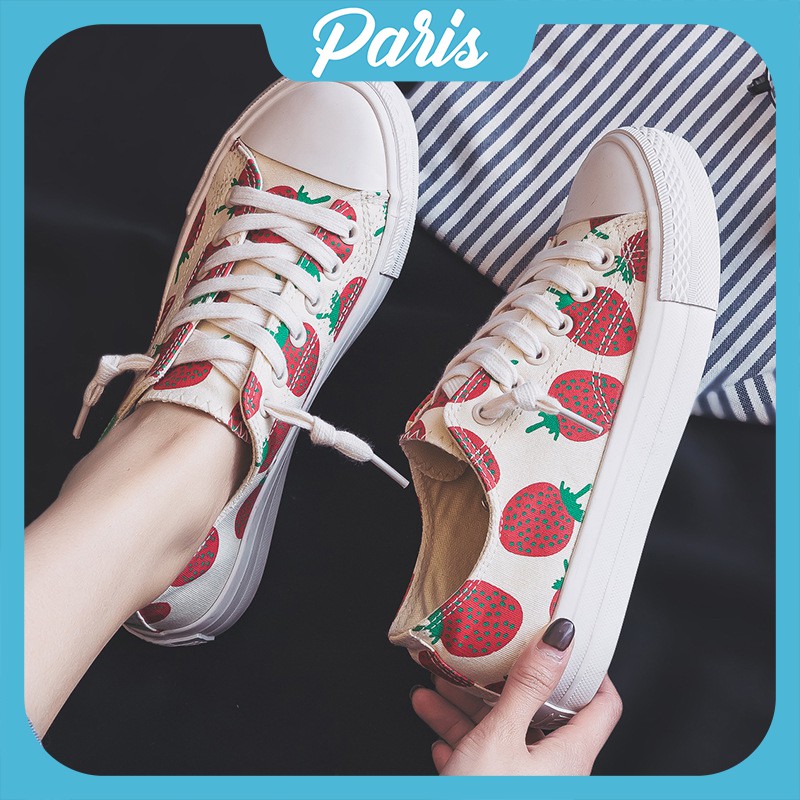 FREE SHIP 99K TOÀN QUỐC{ SALE GIÁ SỐC} Giày Sneaker Nữ Qủa Dâu Tây PARIS2516 Phong Cách Hàn Quốc
