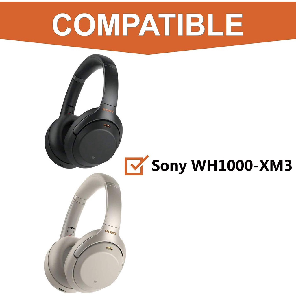 For Sony WH1000XM3 Ear Pads Cushions Replacement - Earpads Compatible Over-Ear Headphones Soft Protein Leather/Noise Isolation Memory Foam(Plastic Ring/Tuning Cotton)