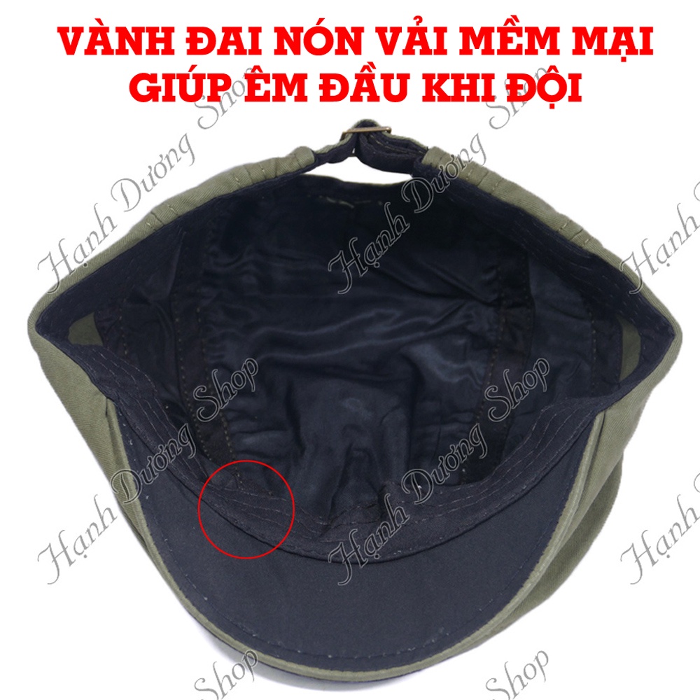 Nón beret nam mỏ vịt người lớn không có logo, chất liệu vải kaki 2 lớp, có đuôi tăng giảm size