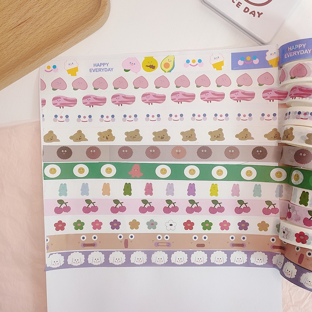 [HÀNG MỚI] S14 Washi tape cầu vồng nhiều chủ đề dán trang trí sổ tay, planner, scrapbook,.. size 5mm-3cm