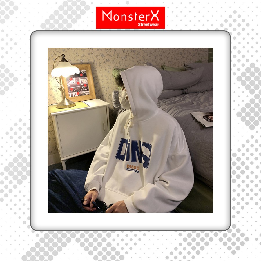 Áo mũ Hoodie Unisex MonsterX Dino form rộng 5 màu nỉ bông cặp đôi nam nữ Oversize Ulzzang thu đông | BigBuy360 - bigbuy360.vn