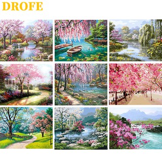 DROFE Tranh số hóa màu họa tiết phong cảnh dùng để trang trí 40x50cm