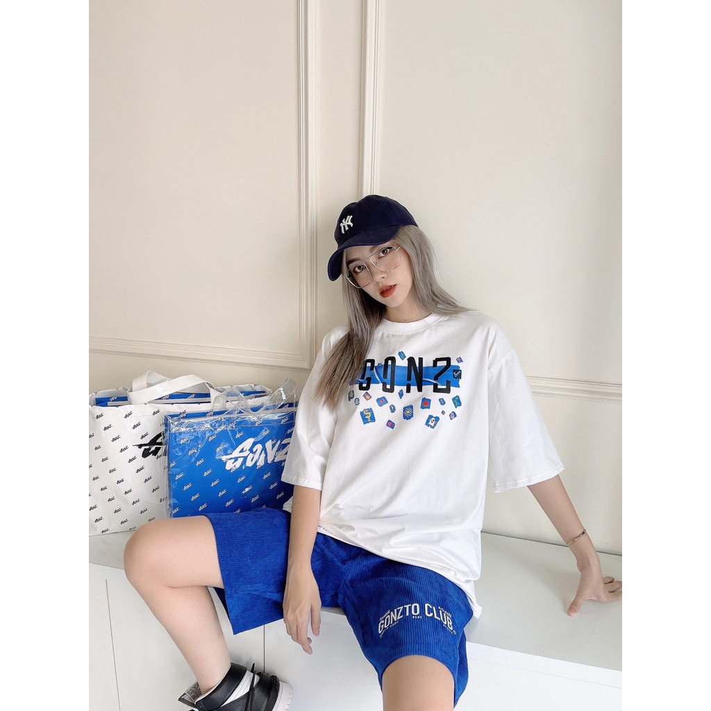 Áo Thun Form Rộng Trắng Tee Gonz Sticker | BigBuy360 - bigbuy360.vn