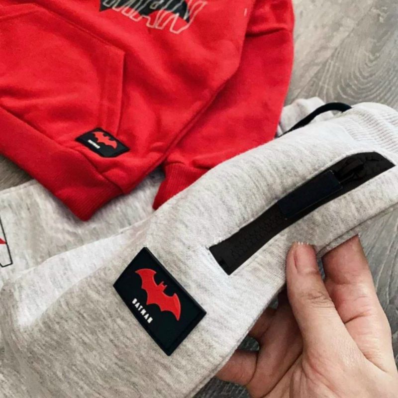 BỘ NỈ BÔNG ĐỎ BATMAN QUẦN GHI CHO BÉ TRAI