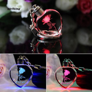 Móc treo chìa khóa hình trái tim phối đèn LED nhiều màu độc đáo thời trang cho các cặp đôi