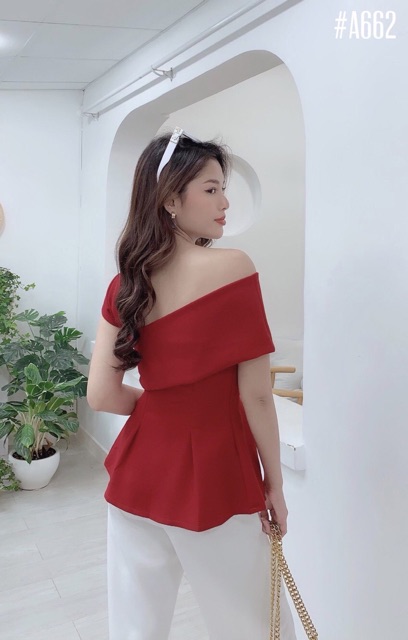 Áo peplum lệch vai 3 màu