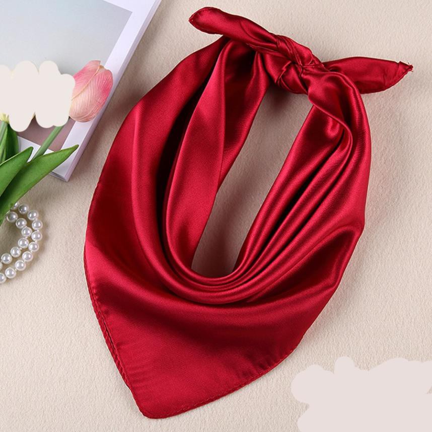 [Hàng Xịn, Giá Tốt] Khăn Satin Trơn, Khăn Turban Đồng Phục Công Sở Màu Đỏ Rượu - Chất Liệu Satin - 60x60cm - Mã SD003