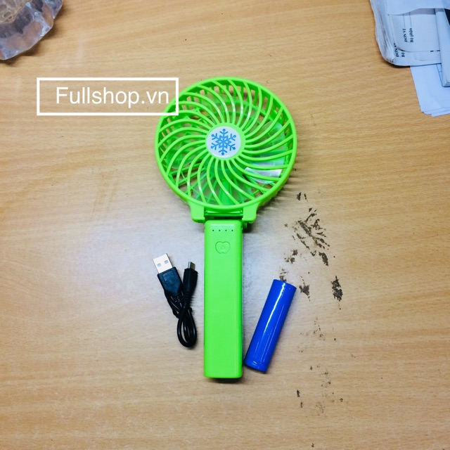 Quạt cầm tay mini du lịch, quạt mini pin sạc đa năng có đèn LED