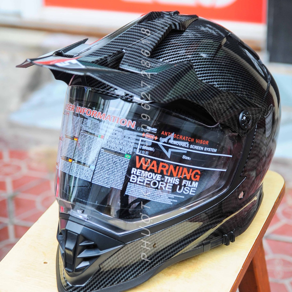 Mũ bảo hiểm cào cào 2 kính - Fullface off road có kính siêu đẹp