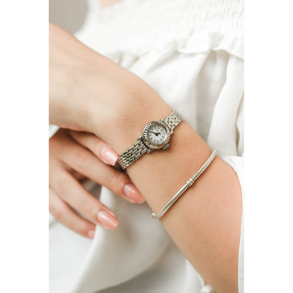 Đồng hồ Romanson Watch PA2639LWWH nữ mặt nhỏ kính chống xước, máy Thụy Sĩ chống nước, dây thép cao cấp chính hãng