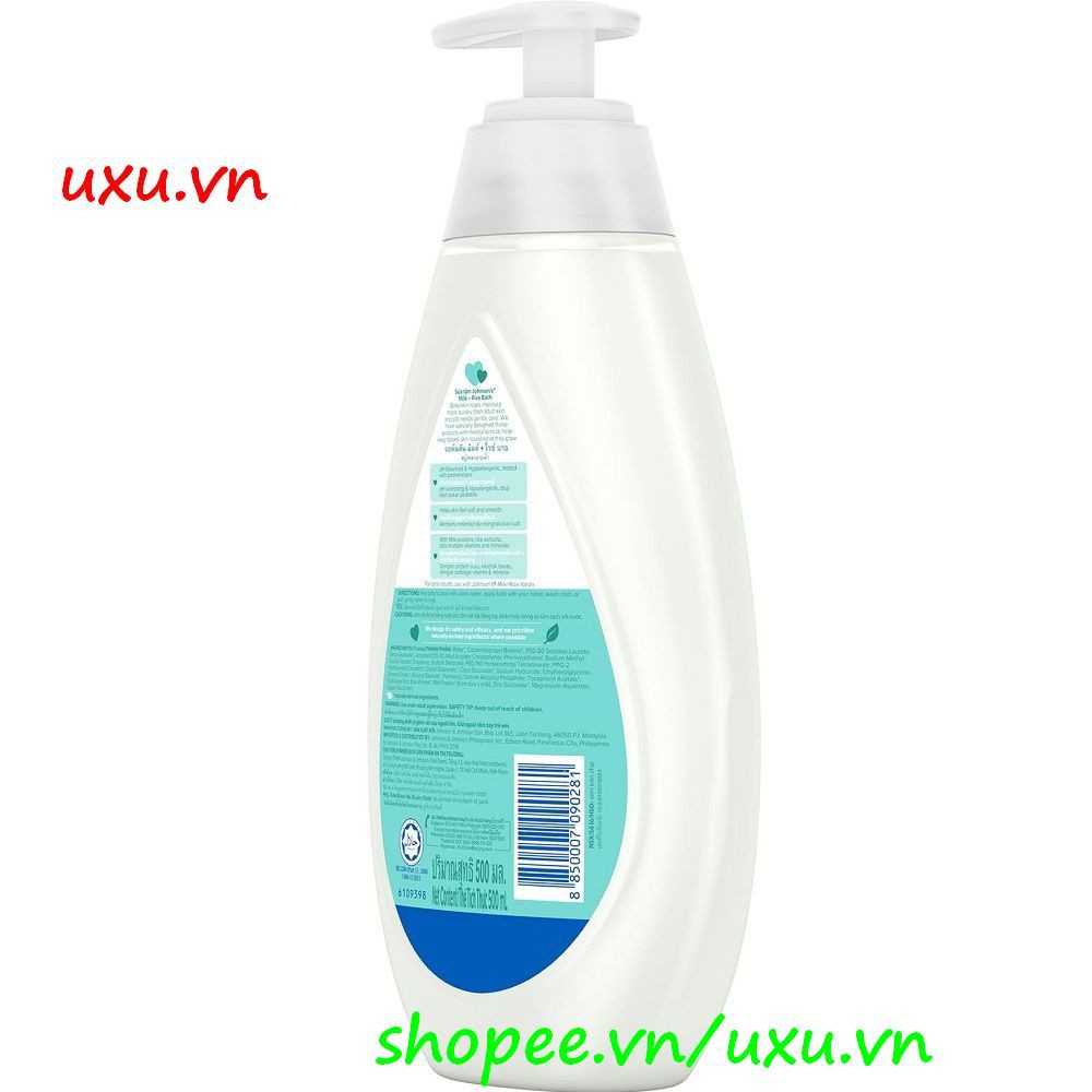 Sữa Tắm 500ml Johnsons Baby Bath Milk + Rice Chứa Sữa Và Tinh Chất Gạo, Với uxu.vn Tất Cả Là Chính Hãng.