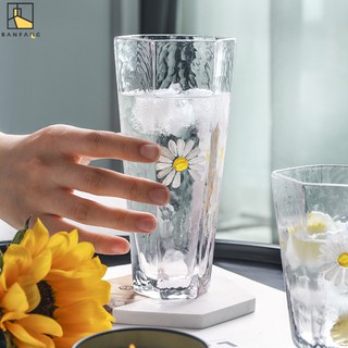 BANFANG Ly thủy tinh họa tiết hoa cúc phong cách vẽ tay xinh xắn