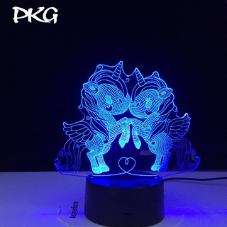 Đèn Ngủ Led 3D Hình Đôi Kỳ Lân Quà Tặng Ý Nghĩa nháy 16 màu DN146