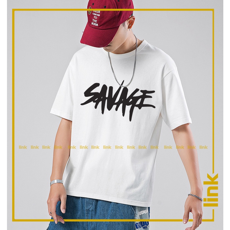 Áo tay lỡ Savage ngầu trước ngực dáng rộng unisex
