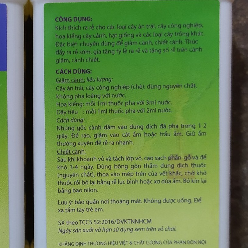 Hợp Chất Ra Rễ NT chai 100ml, Phân bón kích rễ cực mạnh, chuyên dùng hoa hồng, cây kiểng