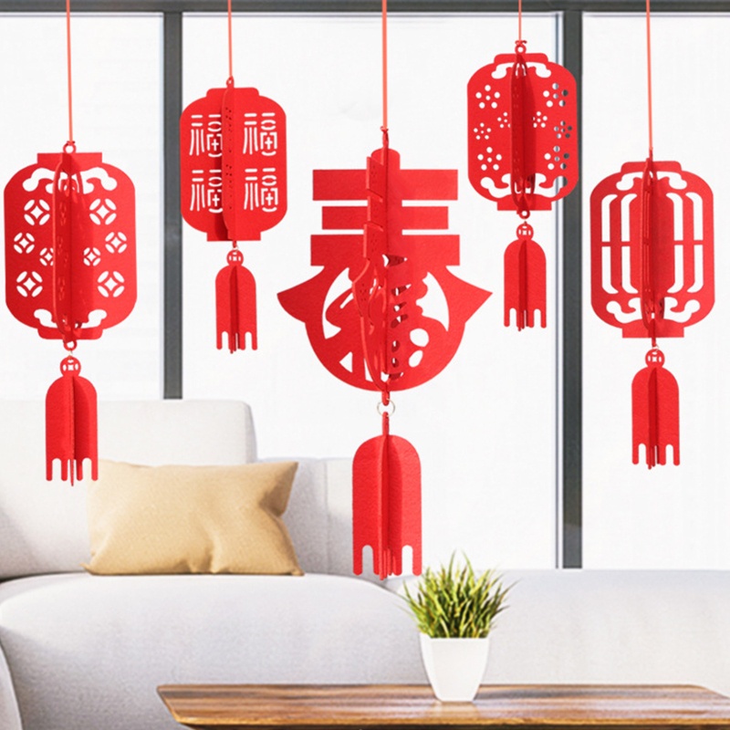 Lồng đèn vải treo trang trí năm mới phong cách Trung Hoa